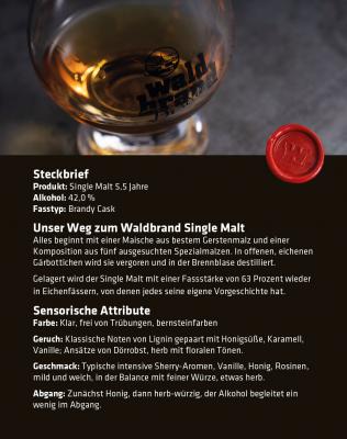 Waldbrand "Single Malt 5,5 Jahre Brandy Cask" 42,0 % vol.