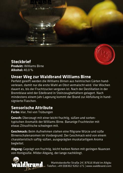 Waldbrand "Williams Birne 2021" 40,0 % vol.